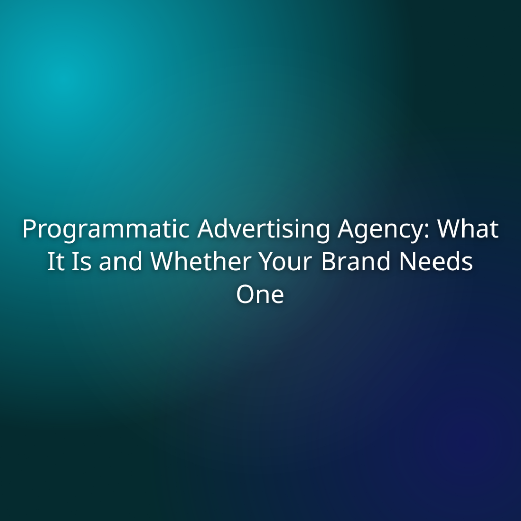 Programmatic Advertising Agency: What It Is and Whether Your Brand Needs One